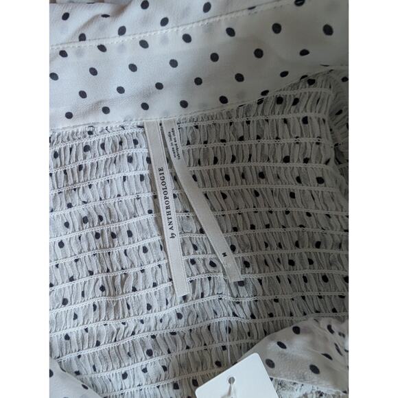 NWT By Anthropologie Long-Sleeve Smocked Tiered Maxi Dress Sz M Polka Dot #7H461 - Picture 8 of 10